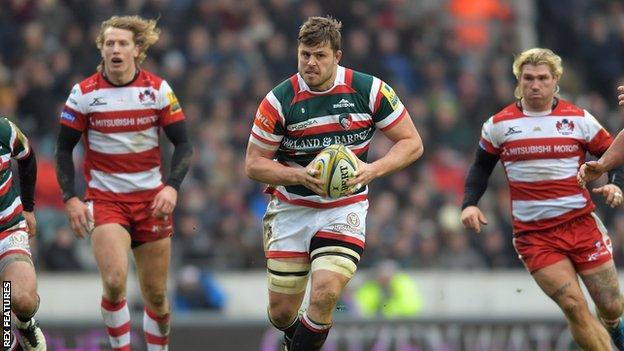 Ed Slater jouant pour les Leicester Tigers